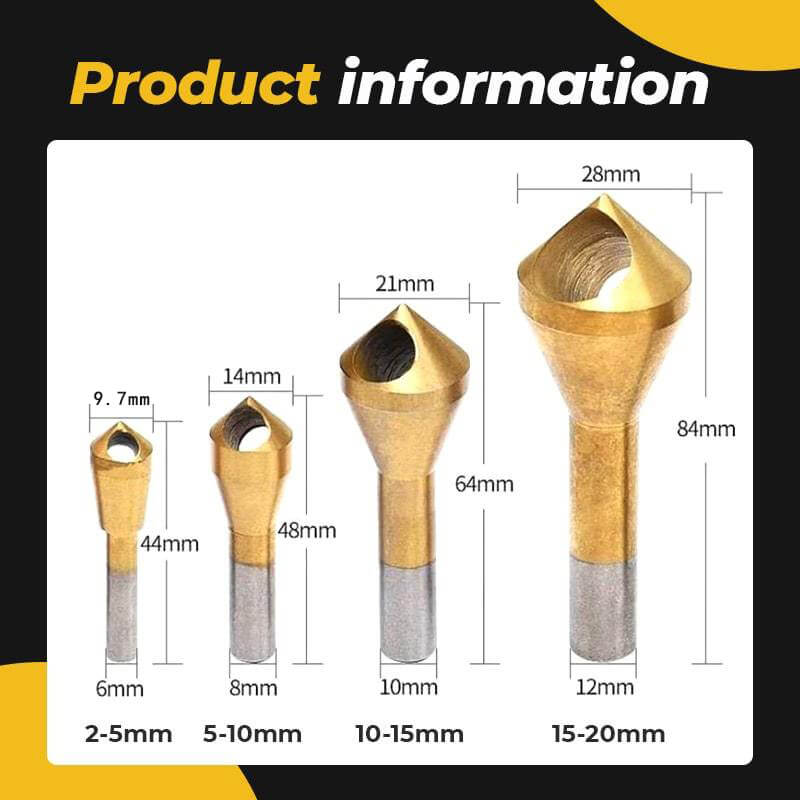 🔥Titanium Coated Countersink Chamfer Tool(4 PCS)