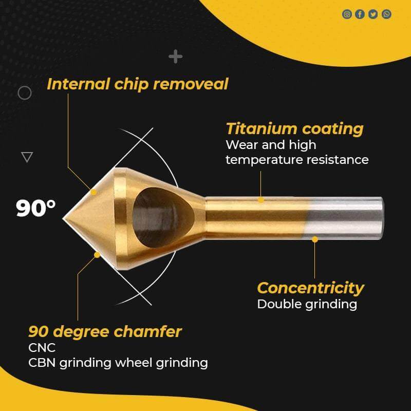 🔥Titanium Coated Countersink Chamfer Tool(4 PCS)